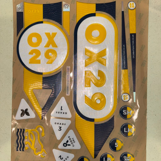 Yellow & Blue, Cricket Bat Stickers by OX29