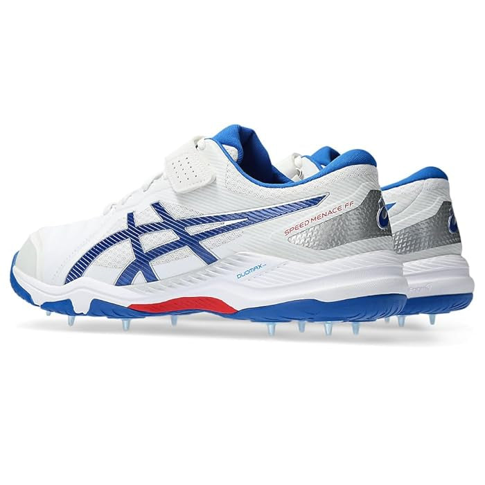 2024 ASICS Speed Menace FF Asics Unisex Bowling Shoes in White / Blue Cricket Shoes