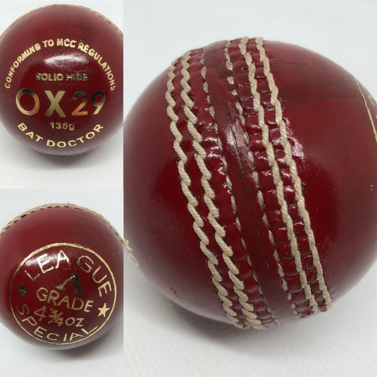 BOX OF 6 - Junior Red League Special 'A' Grade 4 3/4 oz 135 grams Match Cricket Ball
