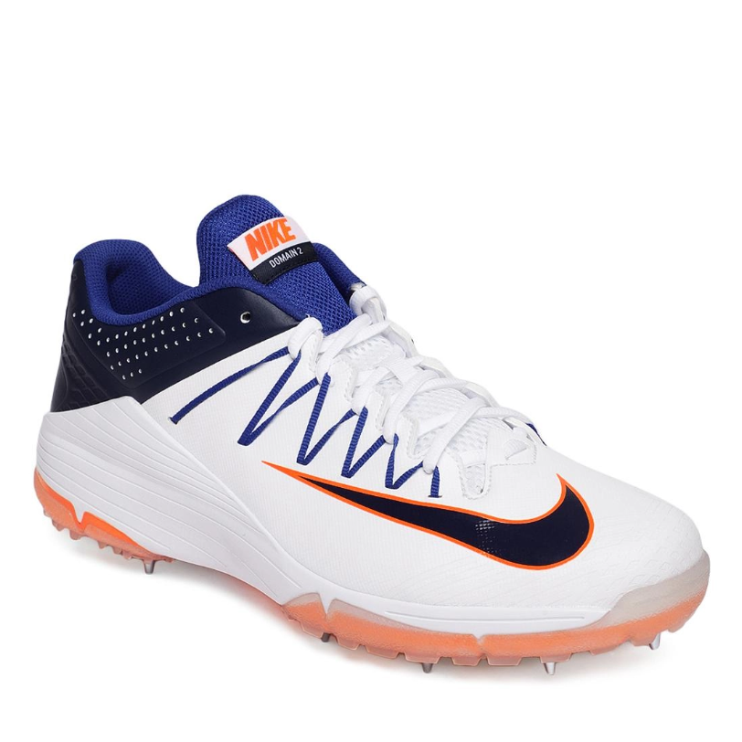 Nike Domain 2 Spike Cricket Shoes White/Blue/Orange, White/Green/Gre
