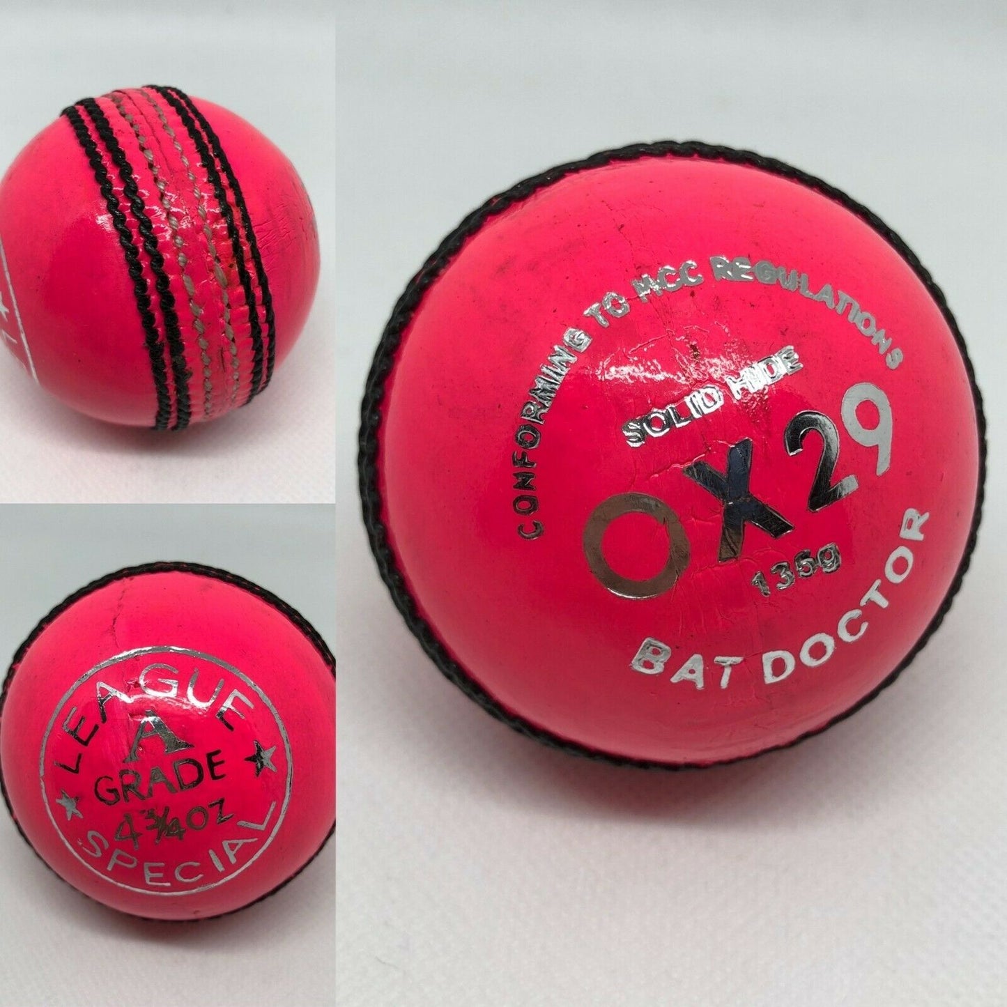 Junior Pink League Special 'A' Grade 4 3/4 oz / 135 grams match Cricket Ball